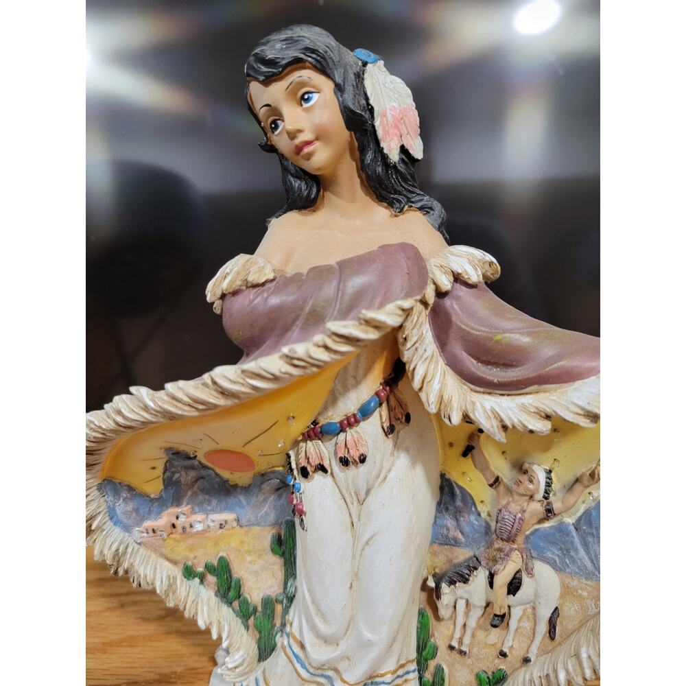 Native American light up Indian WOMAN Statue Resin vtg Western - Picture 5 of 12